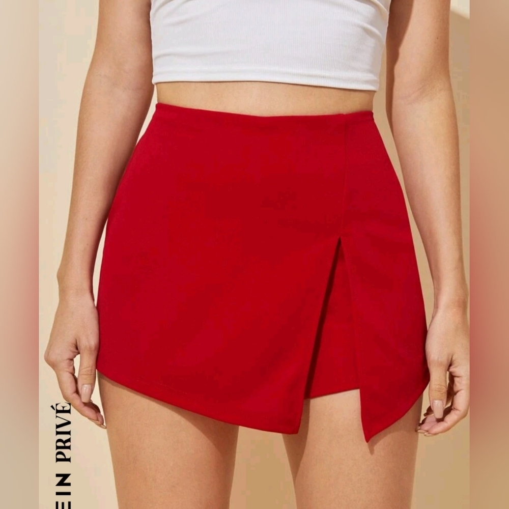 Elastic Waist Skort-Front Split